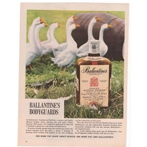 Ballantine Scotch Whisky Magazine Advertisement Color 1960s Vintage Geese